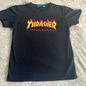 Thrasher Black Tee with Blue Tag